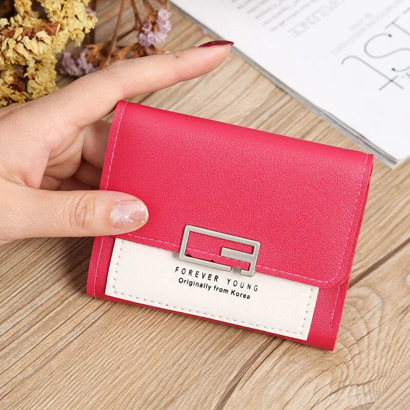 Women's Short PU Leather Wallet Tri-fold ID Credit Card Holder Clutch Money Cash Clip Purse With ID Window Small Handbag Gifts
