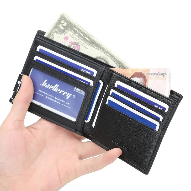 Men's Horizontal and Vertical Wallets Bifold Leather Wallet Pocket Bag Credit Card Holder Purse Large-capacity Business Wallet