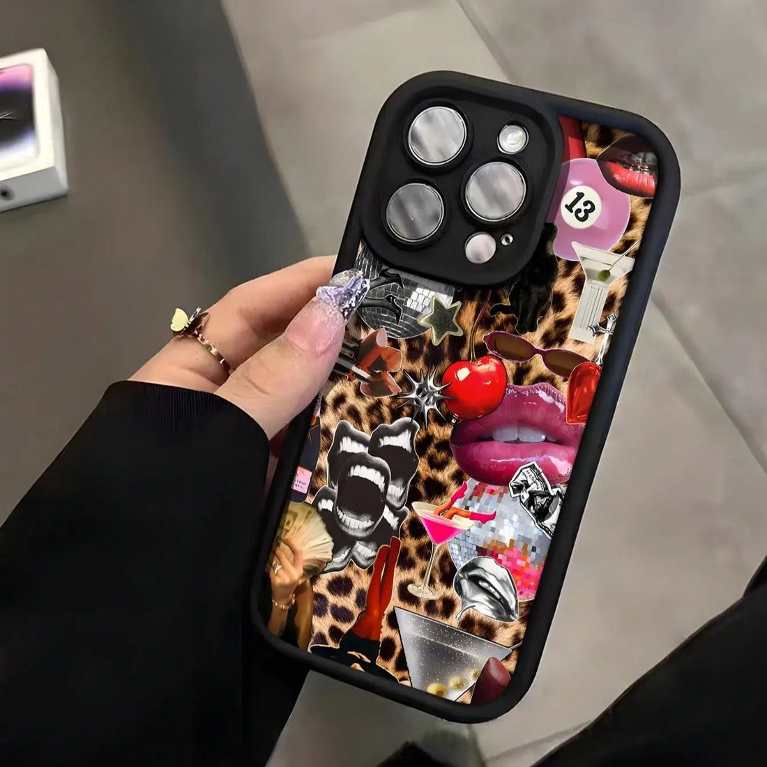 Lip & Leopard-print Phone Case Phone Accessories for IPhone 16 Pro Max 15 Pro 14Plus 13 12 11 XR X/XS Smartphone Accessories