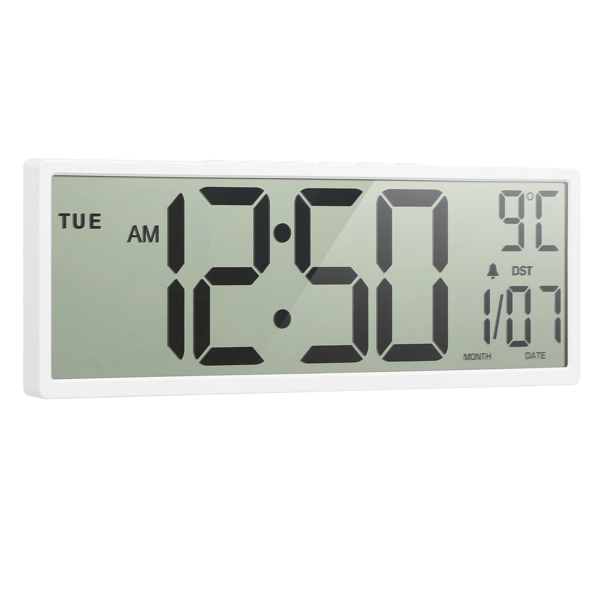 14.5" Large Digital Wall Clock Battery Operated, Clock with Large Display Numbers, Calendar, Auto DST, Clocks for Living Room