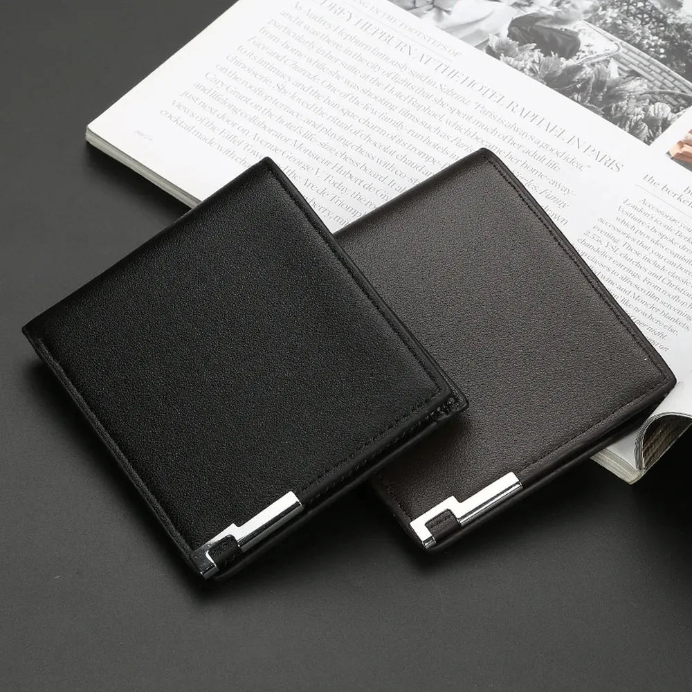 Men's Horizontal and Vertical Wallets Bifold Leather Wallet Pocket Bag Credit Card Holder Purse Large-capacity Business Wallet