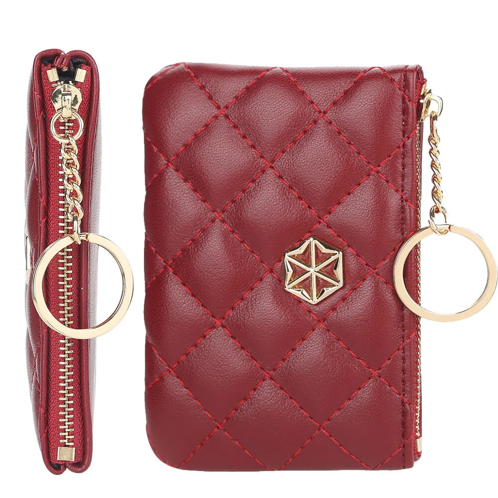Women's Small Coin Purse PU Leather Wallet Fashion Mini Card Cash Holder Storage Bag with Keychain Ladies Zipper Wallet Gifts