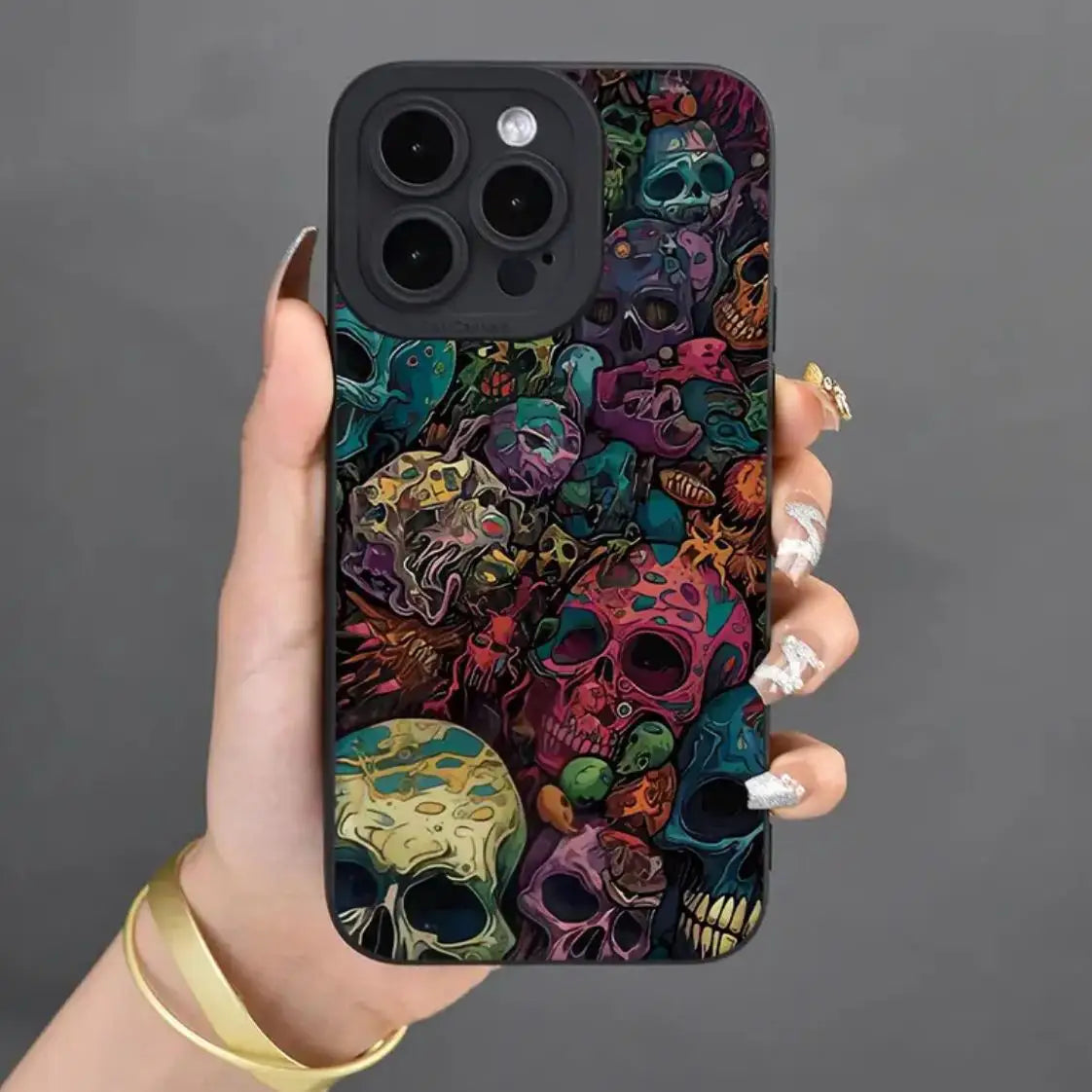Creative Skull Pattern Phone Case Phone Accessories Compatible with IPhone 16 Pro Max 15 Pro 14Plus 13 12 11 XR X/XS