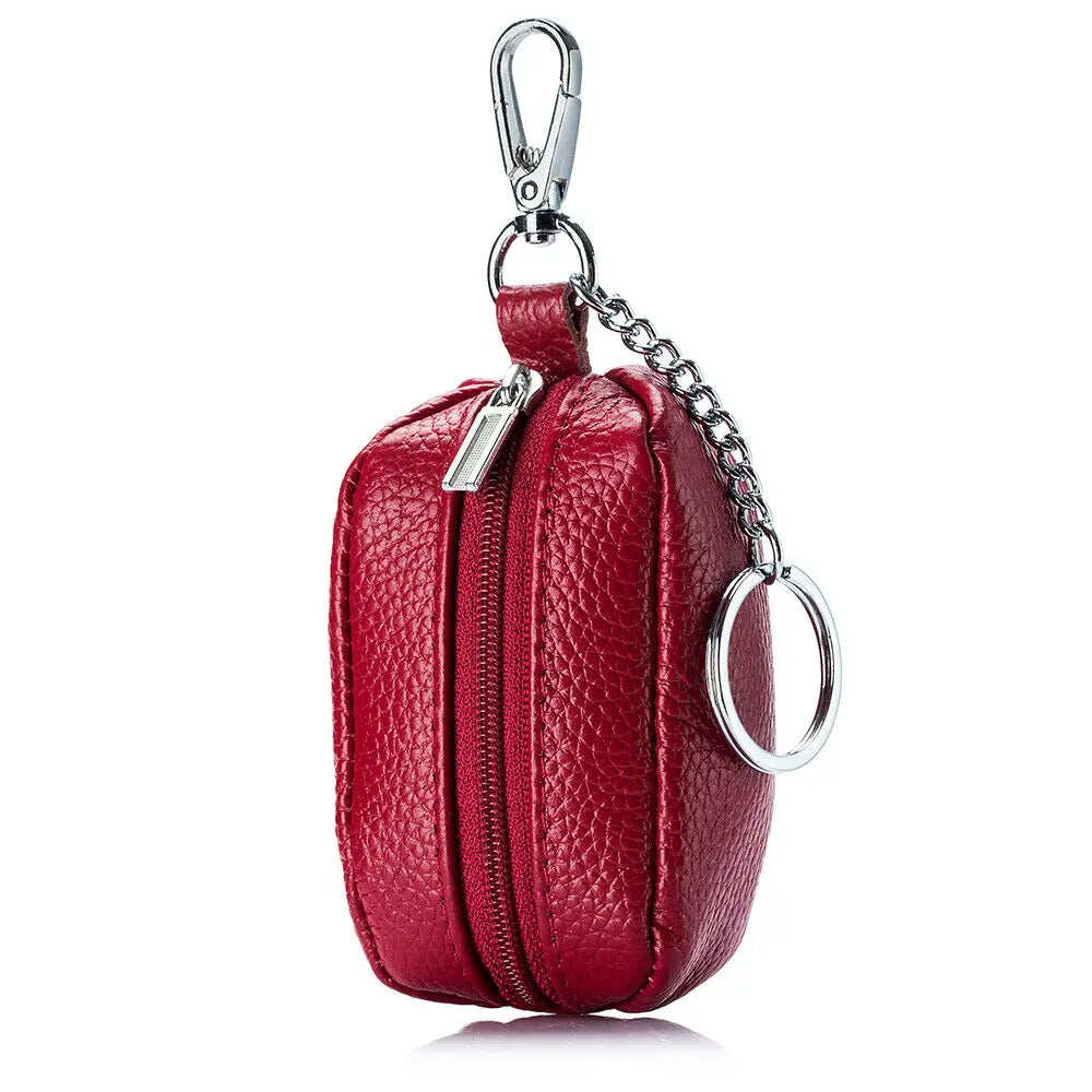 Small Pocket Zipper Key Storage Bag Simple Elegant PU Leather Wallet Car Key Ring Solid Color Lipstick Earphone Pouch Pocket