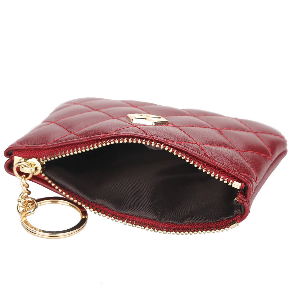 Women's Small Coin Purse PU Leather Wallet Fashion Mini Card Cash Holder Storage Bag with Keychain Ladies Zipper Wallet Gifts