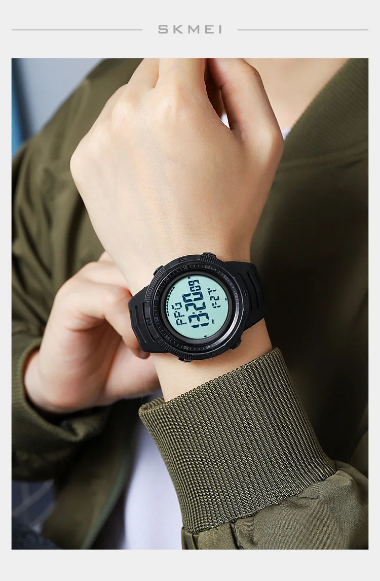 SKMEI Men's Sport Military Digital Men Watch For Men Waterproof Electronic Countdown Mens Wristwatches Outdoors Clock + Compass