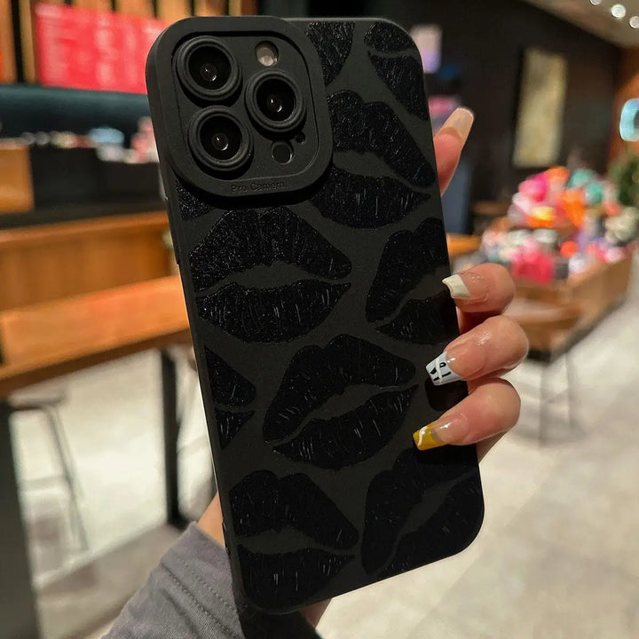 Solid Color Lip Pattern Phone Case for Summer Phone Accessories for IPhone 16 Pro Max 15 Pro 14Plus 13 12 11 XR X/XS