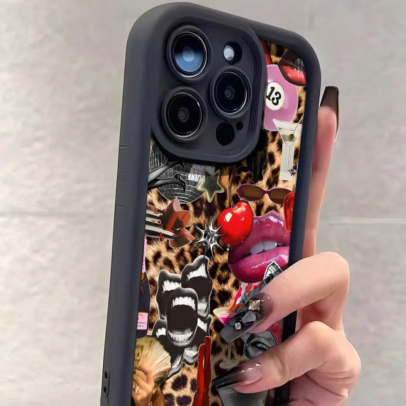 Lip & Leopard-print Phone Case Phone Accessories for IPhone 16 Pro Max 15 Pro 14Plus 13 12 11 XR X/XS Smartphone Accessories