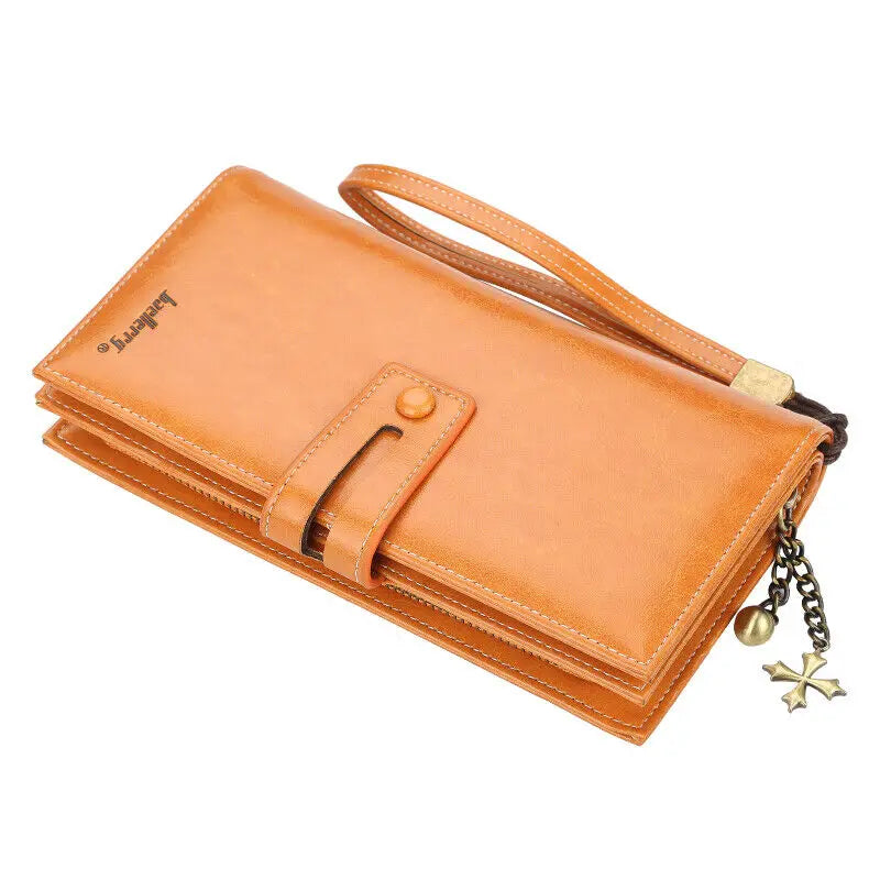 Women's Fashion Leather Wallet Bifold Zipper Wallet Multi-card Slot Purse Wristband Handbag Large Capacity Wallet Phone Bag