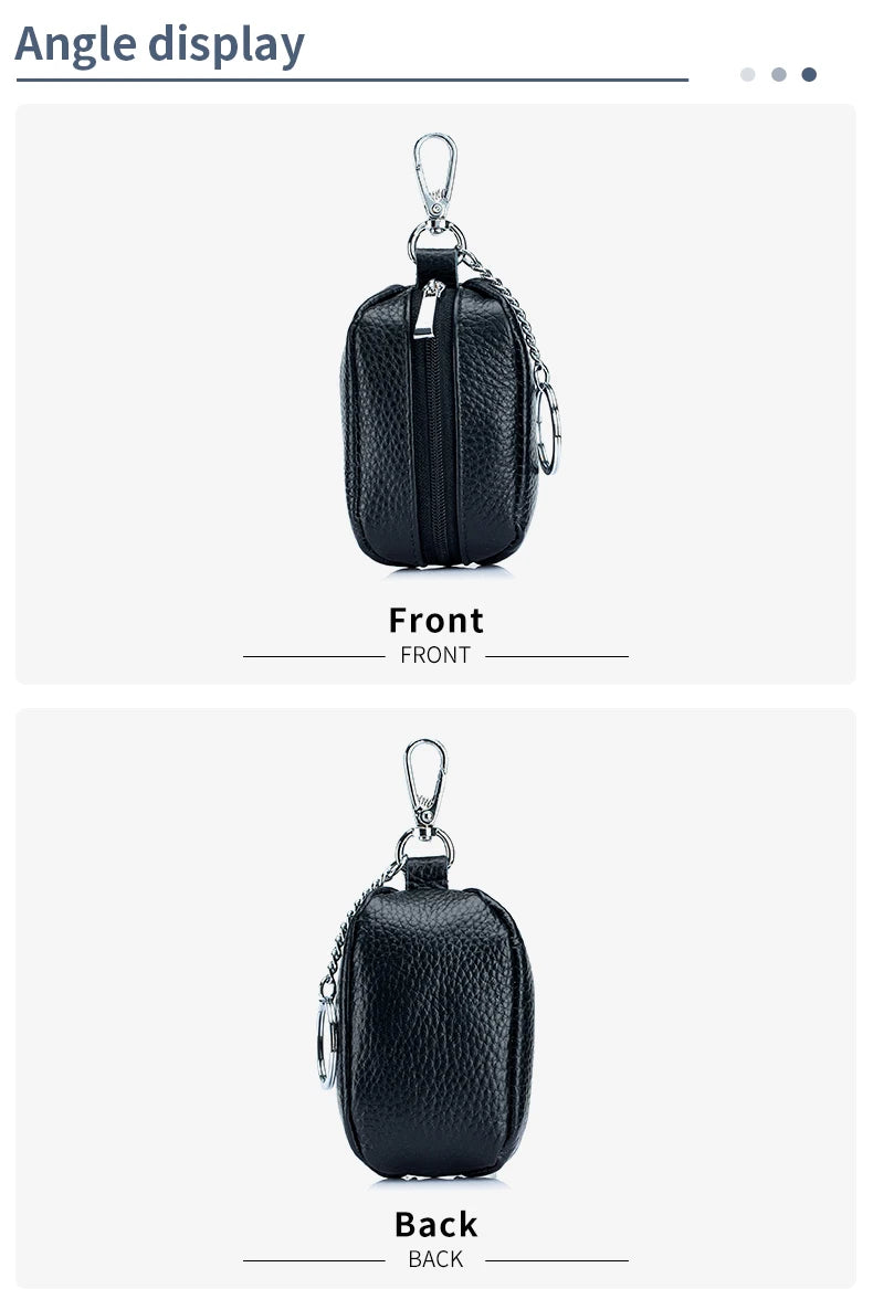 Small Pocket Zipper Key Storage Bag Simple Elegant PU Leather Wallet Car Key Ring Solid Color Lipstick Earphone Pouch Pocket