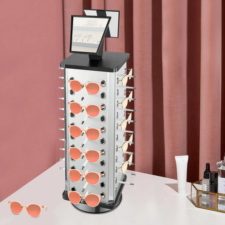 Rotating Eyeglasses Display Stand Hold Up to 44 Pairs of Eyeglasses Ideal for Displaying or Storing Sunglasses, Myopia Glasses