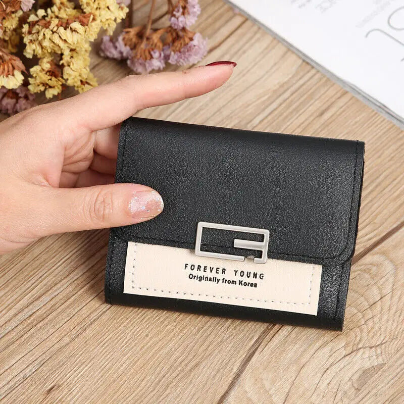 Women's Short PU Leather Wallet Tri-fold ID Credit Card Holder Clutch Money Cash Clip Purse With ID Window Small Handbag Gifts