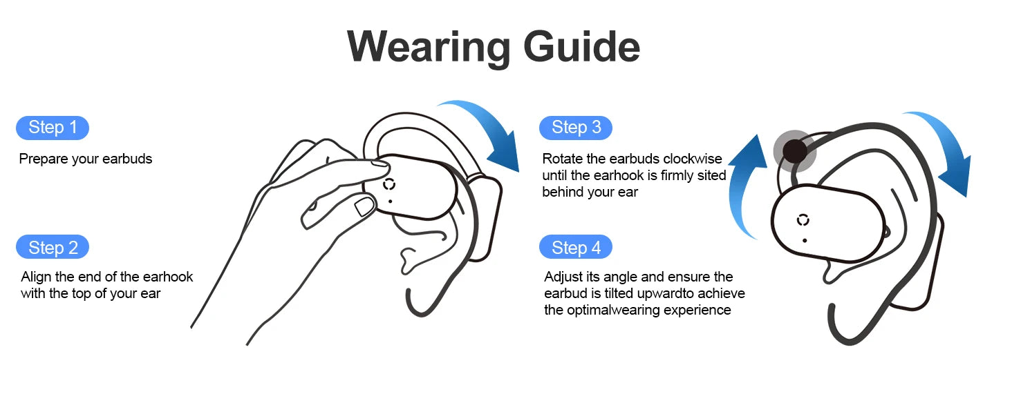 True Open Ear earbuds Wireless Headphones with Enhanced Sound,Lightweight Design,IPX4 waterproof,DNC Mics,BT 5.4,Punchy Bass