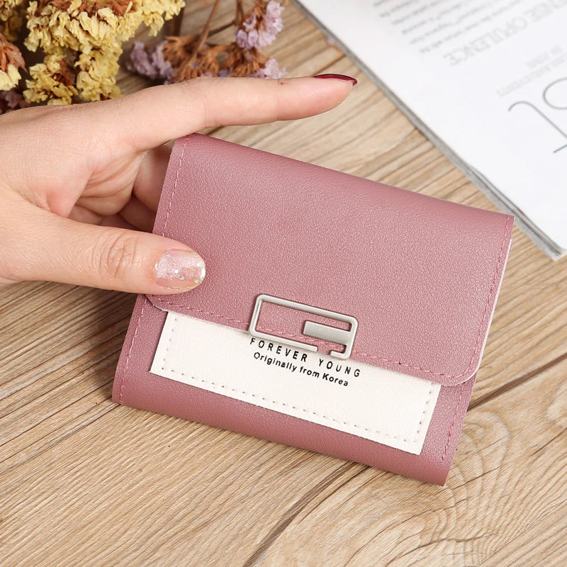 Women's Short PU Leather Wallet Tri-fold ID Credit Card Holder Clutch Money Cash Clip Purse With ID Window Small Handbag Gifts