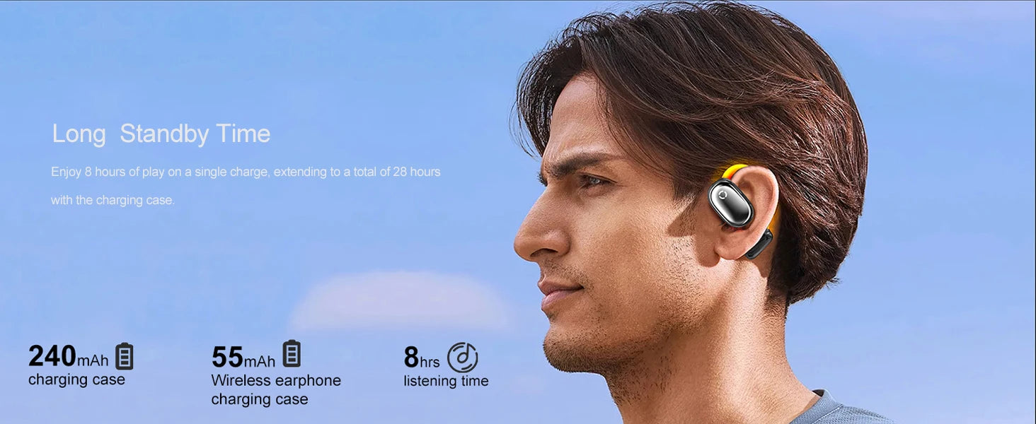 True Open Ear earbuds Wireless Headphones with Enhanced Sound,Lightweight Design,IPX4 waterproof,DNC Mics,BT 5.4,Punchy Bass