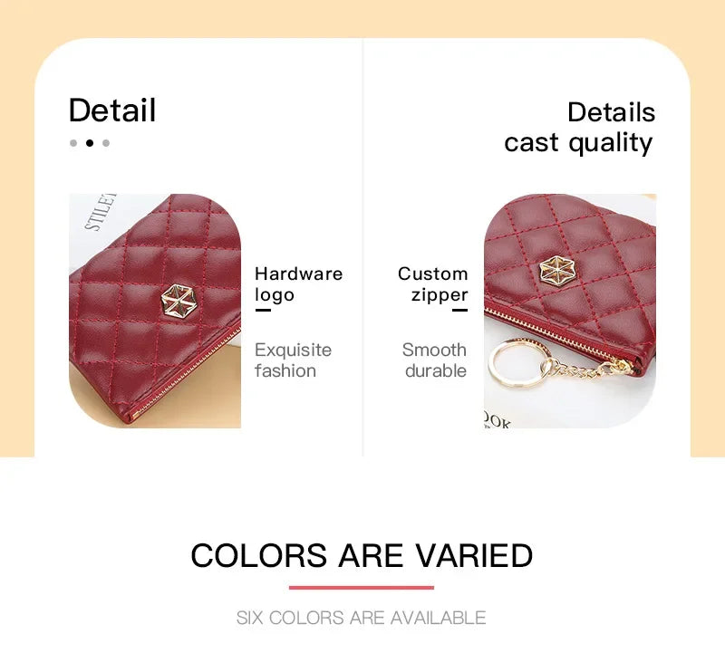 Women's Small Coin Purse PU Leather Wallet Fashion Mini Card Cash Holder Storage Bag with Keychain Ladies Zipper Wallet Gifts