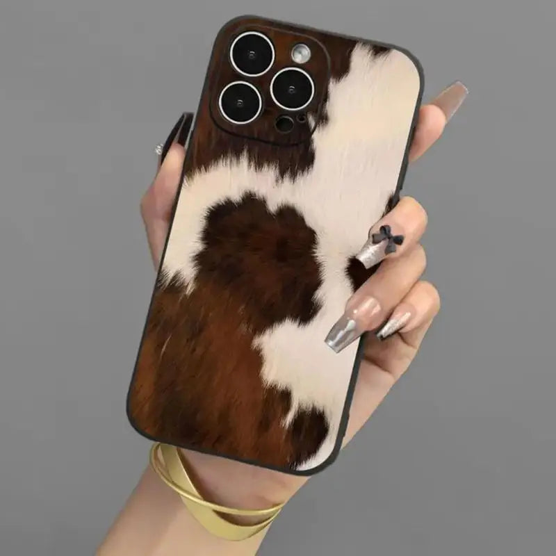 Creative Cow Print Phone Case, Phone Accessories Compatible for IPhone 16 Pro Max 15 Pro 14Plus 13 12 11 XR X/XS