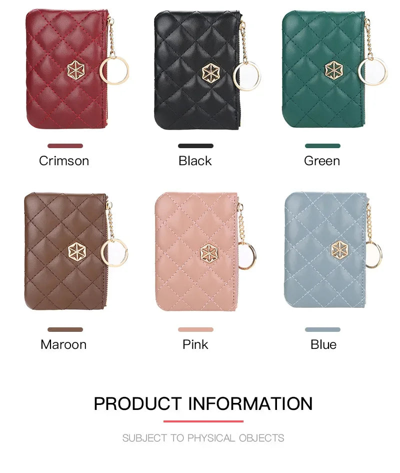 Women's Small Coin Purse PU Leather Wallet Fashion Mini Card Cash Holder Storage Bag with Keychain Ladies Zipper Wallet Gifts