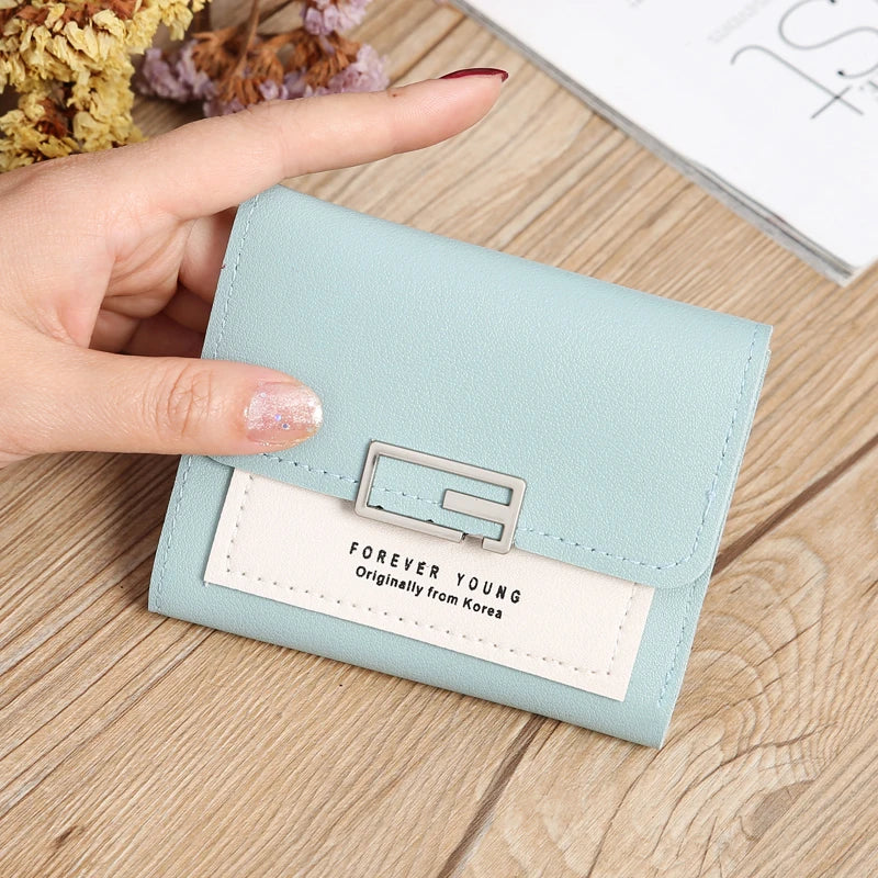 Women's Short PU Leather Wallet Tri-fold ID Credit Card Holder Clutch Money Cash Clip Purse With ID Window Small Handbag Gifts