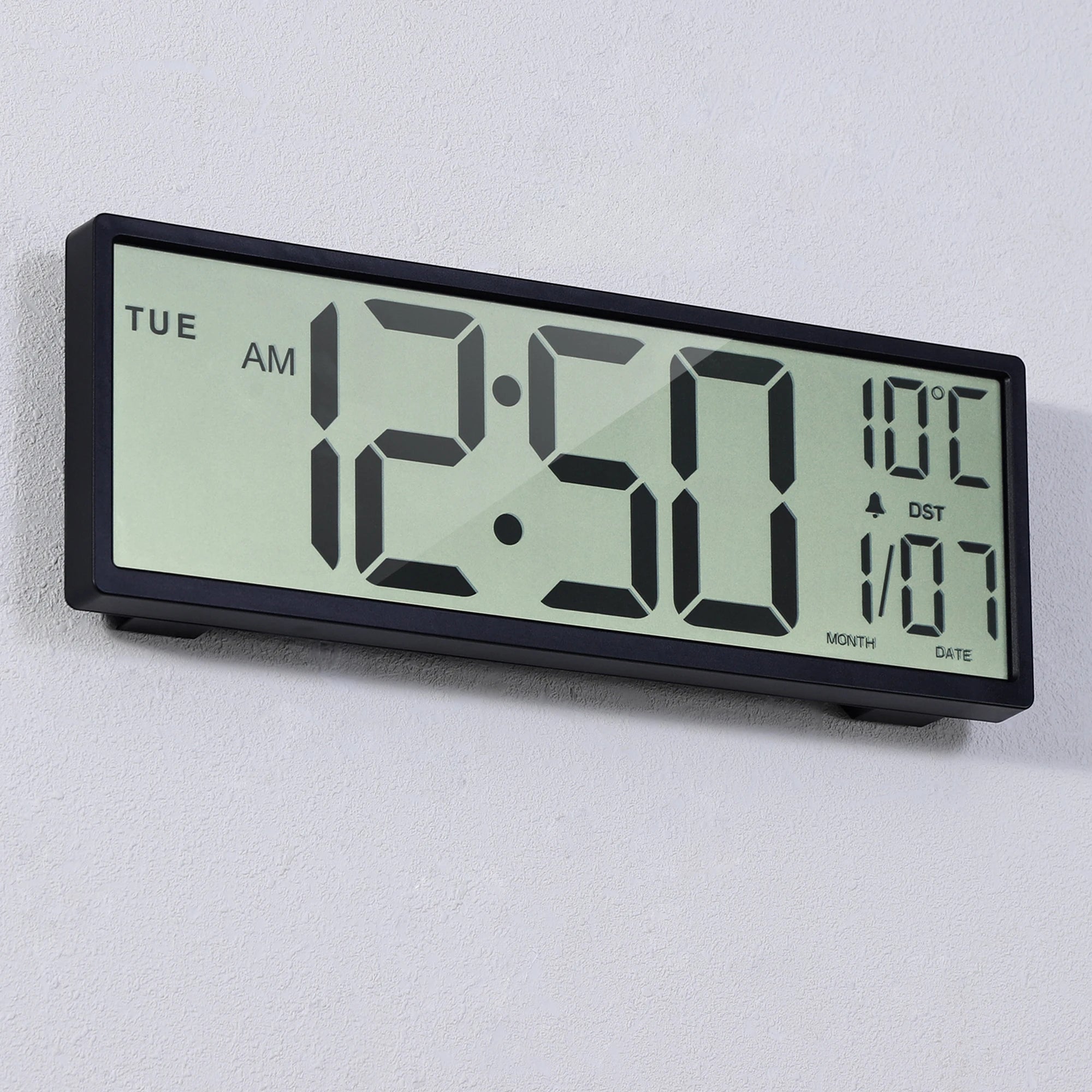 14.5" Large Digital Wall Clock Battery Operated, Clock with Large Display Numbers, Calendar, Auto DST, Clocks for Living Room