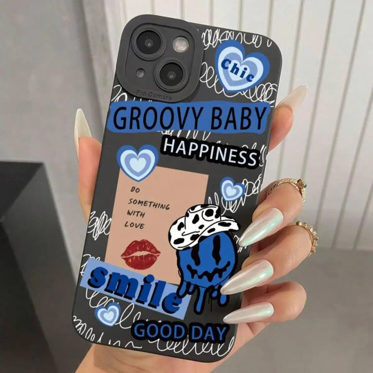 Funny Letter & Lips Pattern Phone Case Fashion Phone Accessories Compatible with  IPhone 16 Pro Max 15 Pro 14Plus 13 12 11