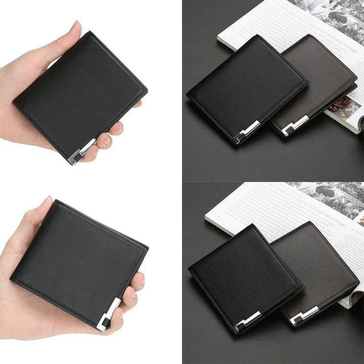 Men's Horizontal and Vertical Wallets Bifold Leather Wallet Pocket Bag Credit Card Holder Purse Large-capacity Business Wallet