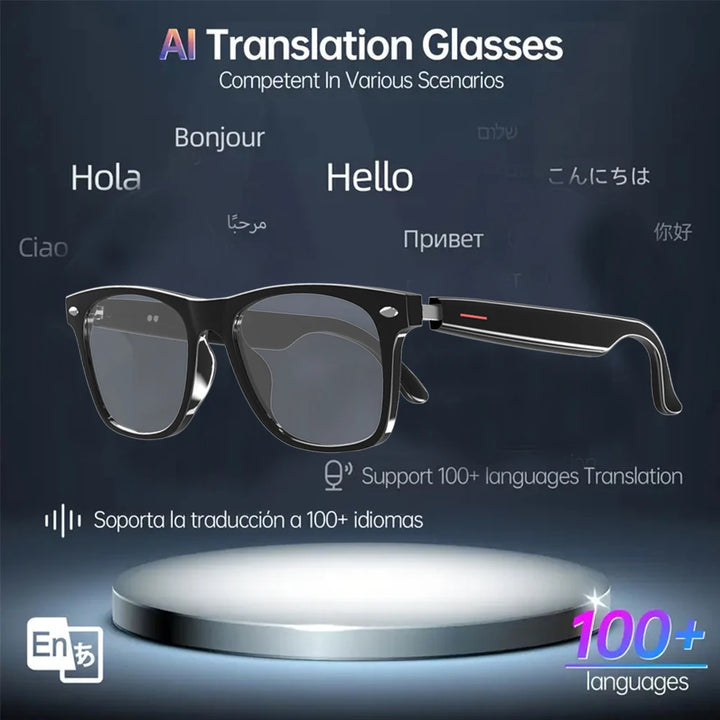 SENBONO AI Translation Smart Glassess Sunglasses With Bluetooth Call Play Music Headphones for Sports Driving Fitness Cycling