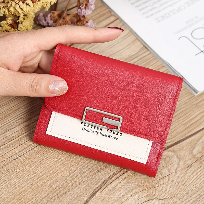 Women's Short PU Leather Wallet Tri-fold ID Credit Card Holder Clutch Money Cash Clip Purse With ID Window Small Handbag Gifts