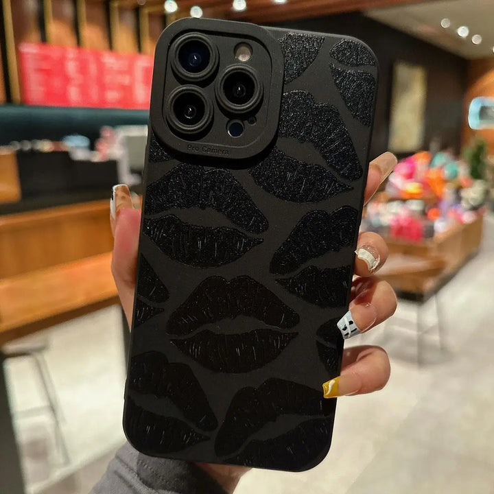 Solid Color Lip Pattern Phone Case for Summer Phone Accessories for IPhone 16 Pro Max 15 Pro 14Plus 13 12 11 XR X/XS