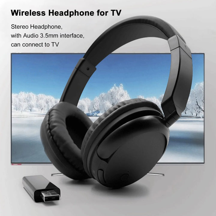 FM Wireless Headphones Over Ear Music Earphones with Transmitter 3.5mm Wired Headset Support FM Radio for TV PC Phones MP3 Playe