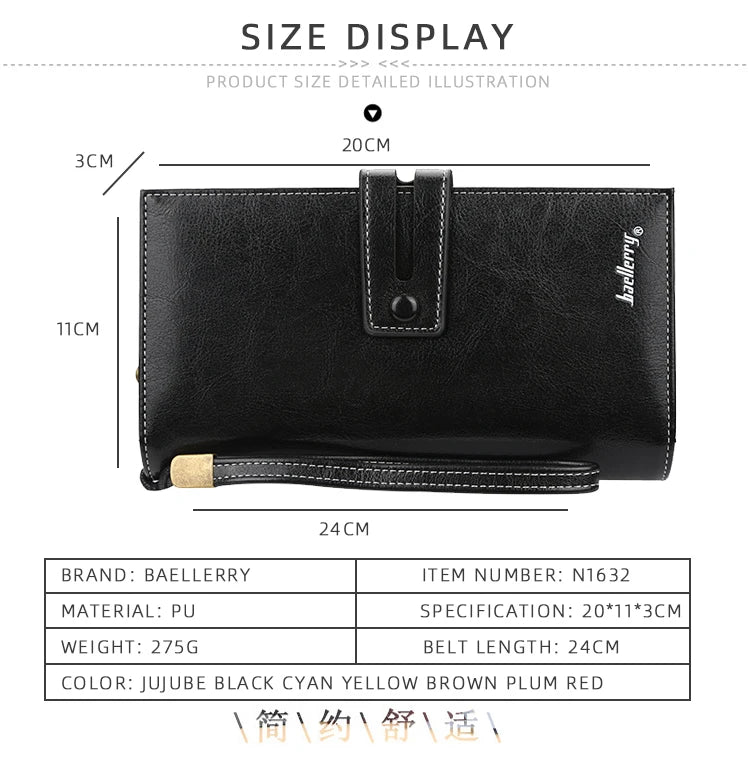 Women's Fashion Leather Wallet Bifold Zipper Wallet Multi-card Slot Purse Wristband Handbag Large Capacity Wallet Phone Bag