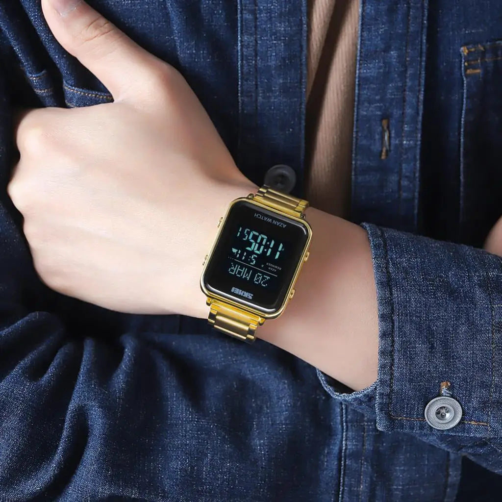 SKMEI Muslim Azan Digital Watches Men's Watch For Men Prayer With Qibla Compass Adhan Alarm Hijri Islamic Wristwatches Clock