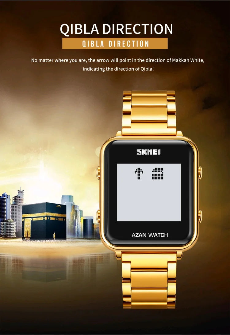 SKMEI Muslim Azan Digital Watches Men's Watch For Men Prayer With Qibla Compass Adhan Alarm Hijri Islamic Wristwatches Clock