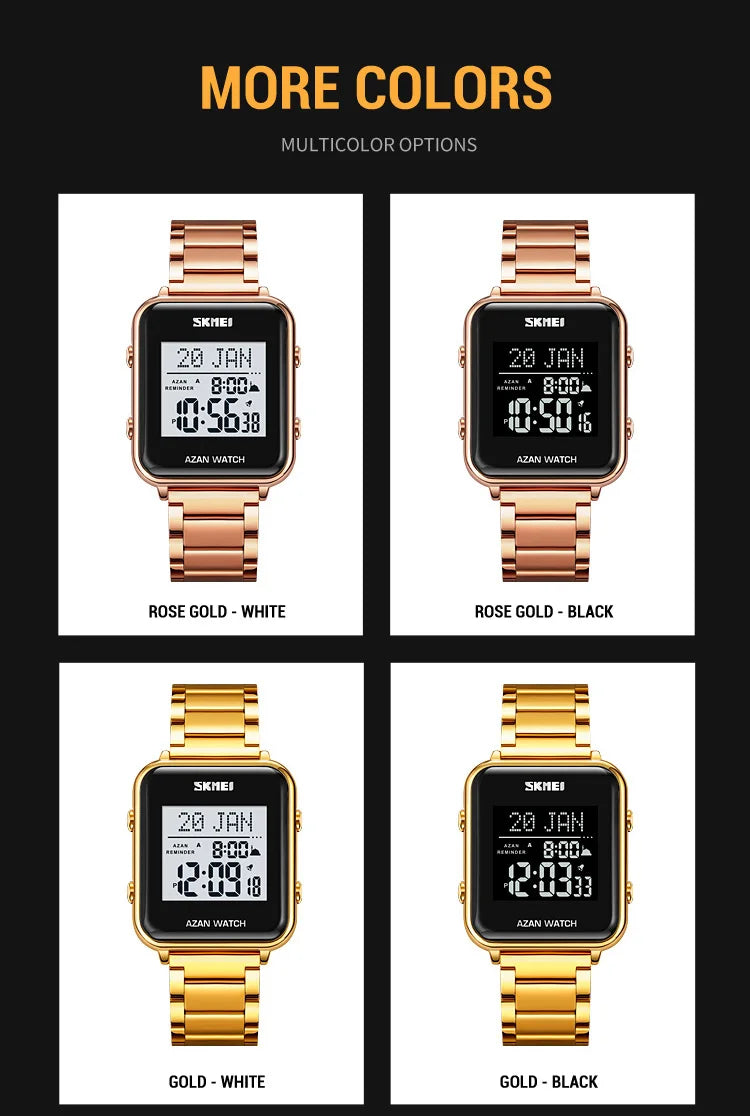 SKMEI Muslim Azan Digital Watches Men's Watch For Men Prayer With Qibla Compass Adhan Alarm Hijri Islamic Wristwatches Clock