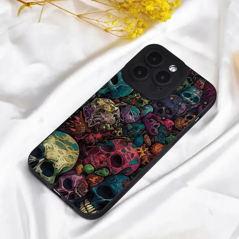 Creative Skull Pattern Phone Case Phone Accessories Compatible with IPhone 16 Pro Max 15 Pro 14Plus 13 12 11 XR X/XS