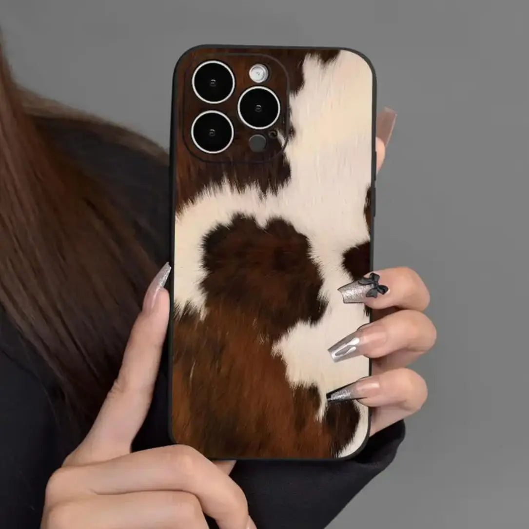 Creative Cow Print Phone Case, Phone Accessories Compatible for IPhone 16 Pro Max 15 Pro 14Plus 13 12 11 XR X/XS
