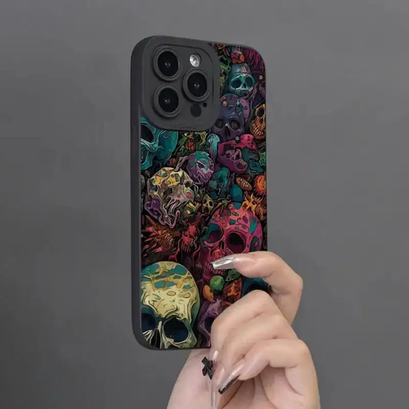 Creative Skull Pattern Phone Case Phone Accessories Compatible with IPhone 16 Pro Max 15 Pro 14Plus 13 12 11 XR X/XS