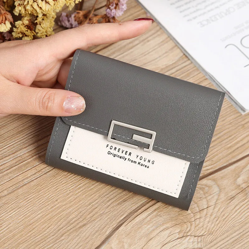 Women's Short PU Leather Wallet Tri-fold ID Credit Card Holder Clutch Money Cash Clip Purse With ID Window Small Handbag Gifts