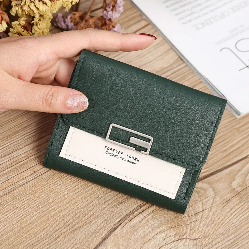 Women's Short PU Leather Wallet Tri-fold ID Credit Card Holder Clutch Money Cash Clip Purse With ID Window Small Handbag Gifts