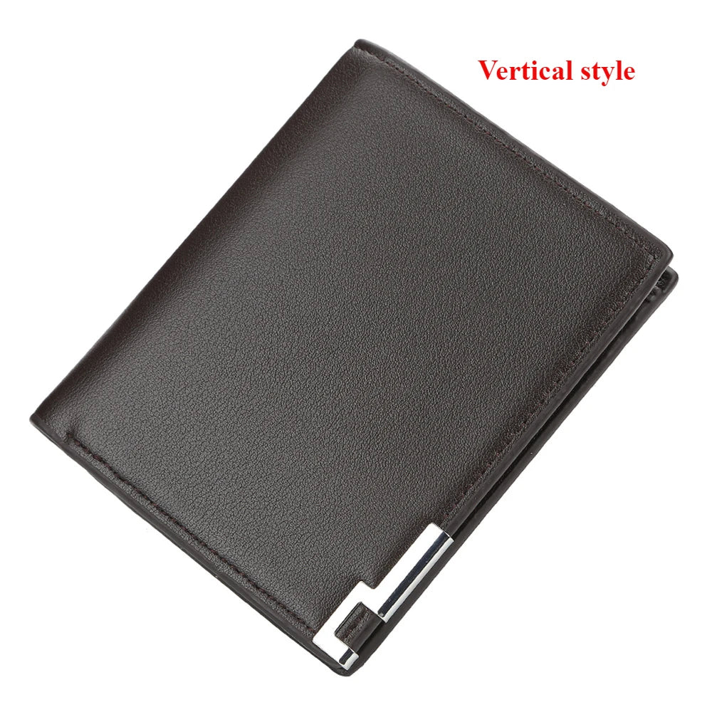 Men's Horizontal and Vertical Wallets Bifold Leather Wallet Pocket Bag Credit Card Holder Purse Large-capacity Business Wallet