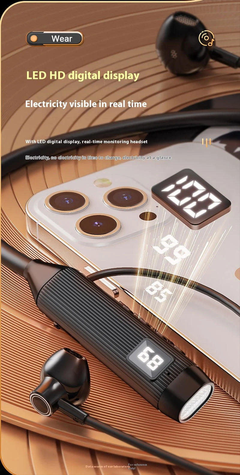 Super Power Wireless Headphones Bluetooth Earphones Neckband Magnetic Earbuds LED Display Sports Headset Stereo With Mic