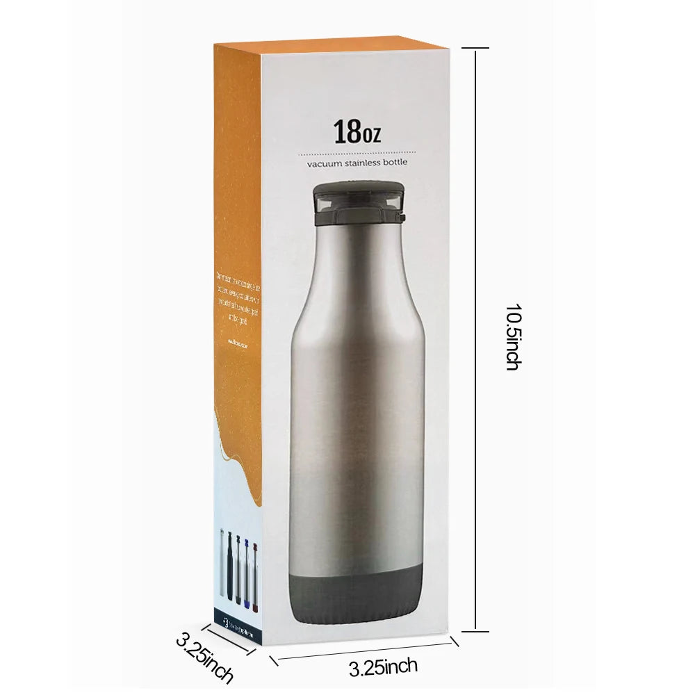 Ello 18oz Vacuum Insulated Stainless Steel Water Bottle, BPA-Free Flip Lid Leak-Proof Thermos for Sports Travel Hot/Cold Drinks