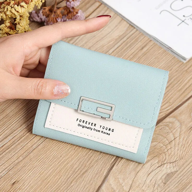 Women's Short PU Leather Wallet Tri-fold ID Credit Card Holder Clutch Money Cash Clip Purse With ID Window Small Handbag Gifts