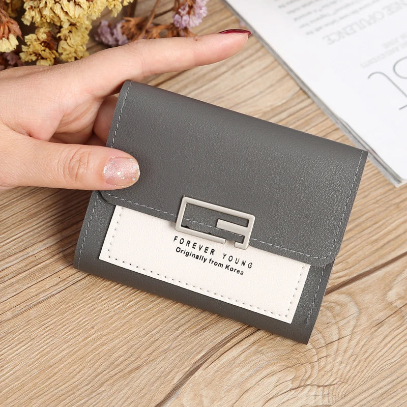 Women's Short PU Leather Wallet Tri-fold ID Credit Card Holder Clutch Money Cash Clip Purse With ID Window Small Handbag Gifts