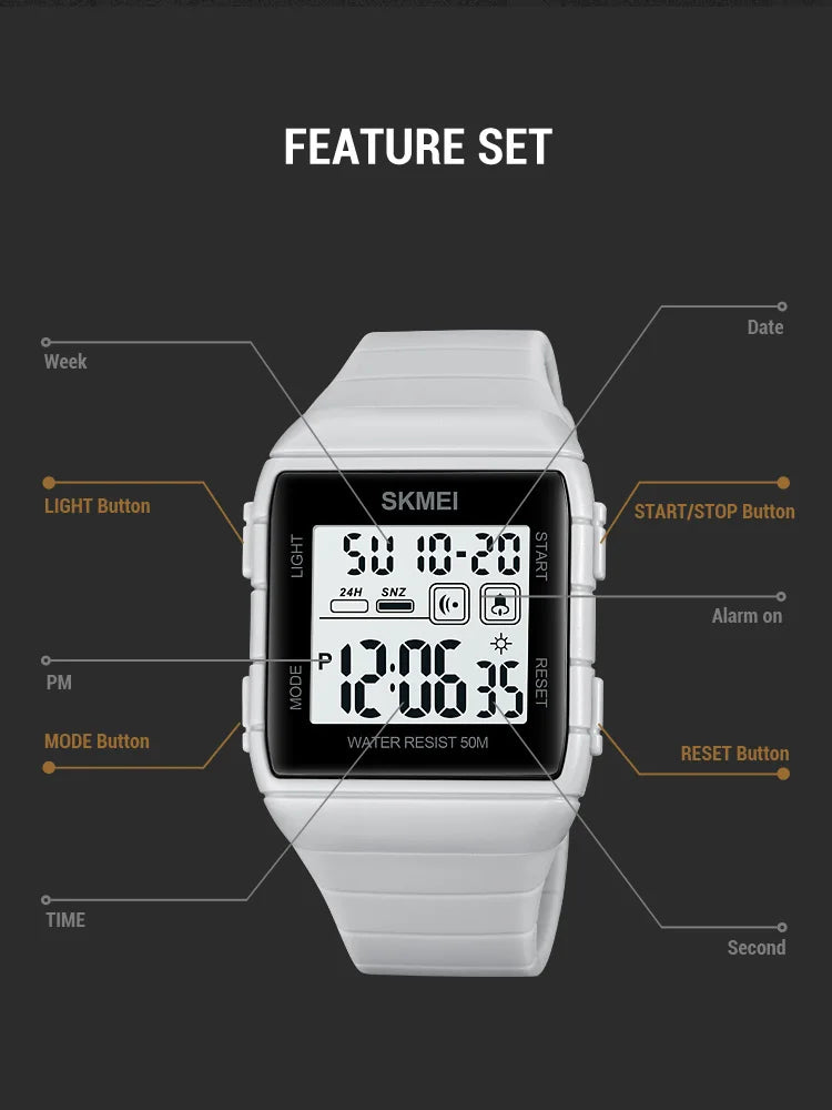 SKMEI Japan Digital movement Mens Sport Watches Military Countdown Alarm Clock 5Bar Waterproof LED Light Wristwatch reloj hombre