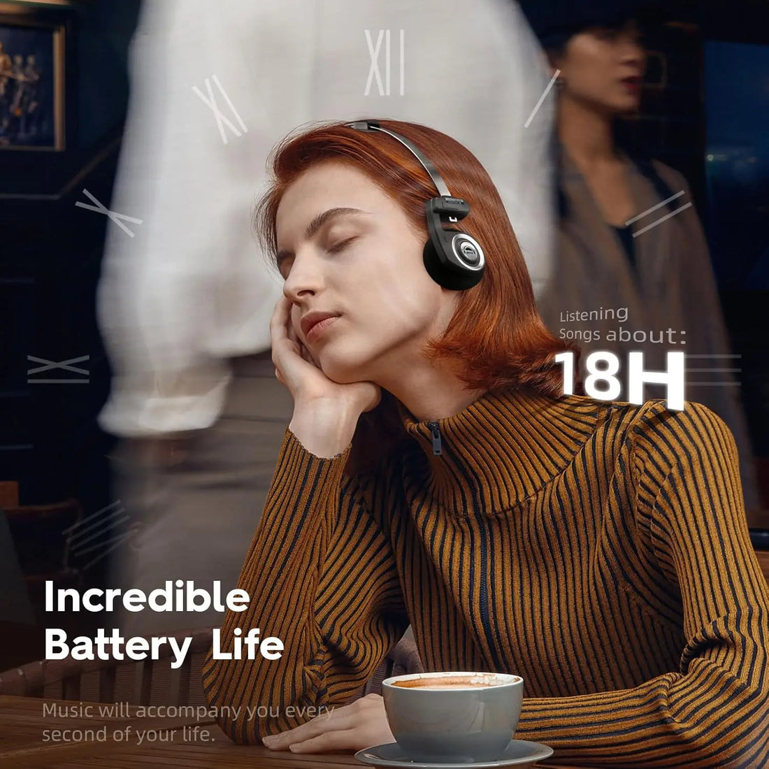 okcsc Retro 3rd Wireless Headphones Drive Open HIFI On-Ear Bluetooth Headphones Portable Lightweight Headsts with Microphone