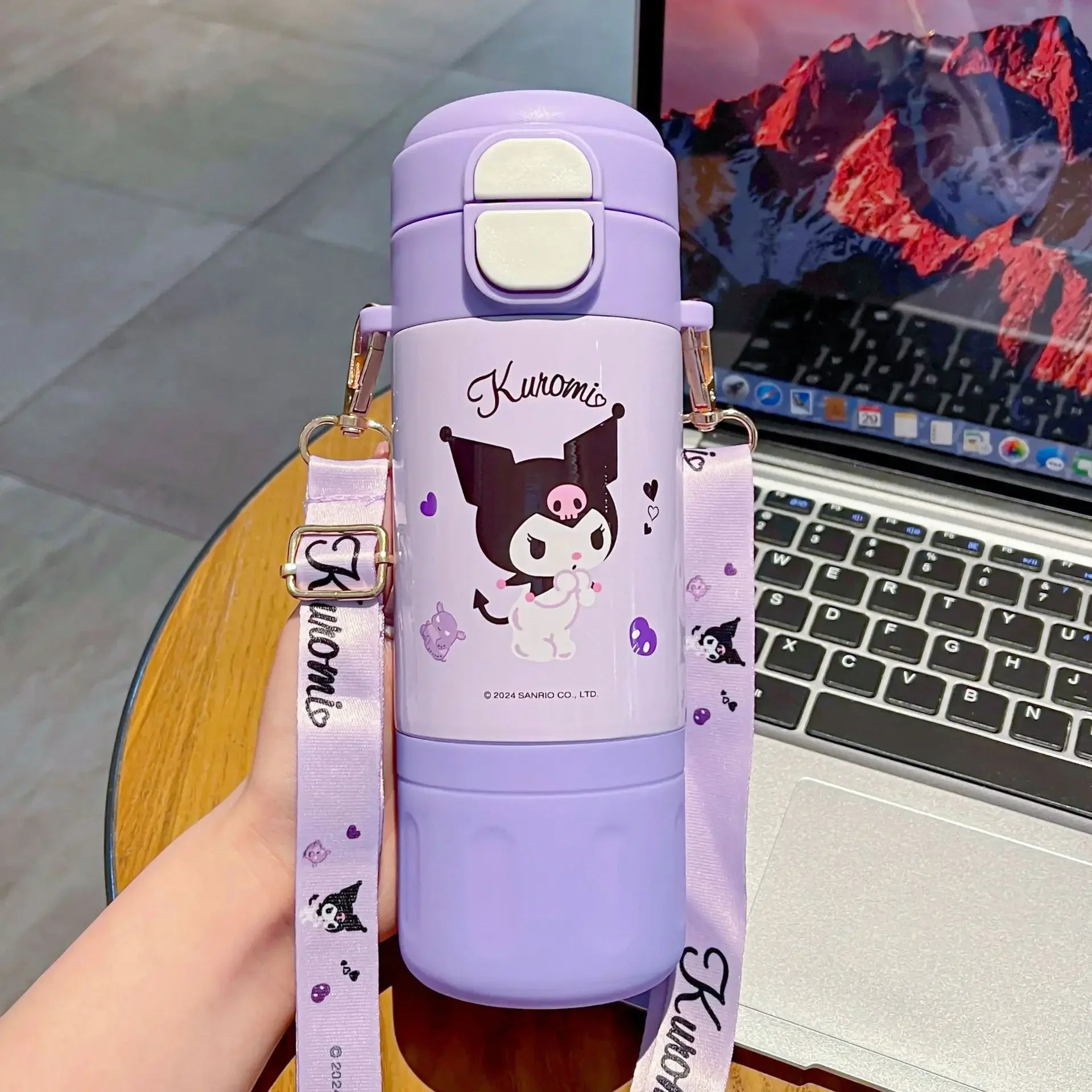480ml Sanrio Thermos Cup Hello Kitty Kuromi Cinnamoroll Water Cup My Melody Student Stainless Steel Tinsulated Water Bottle Gift