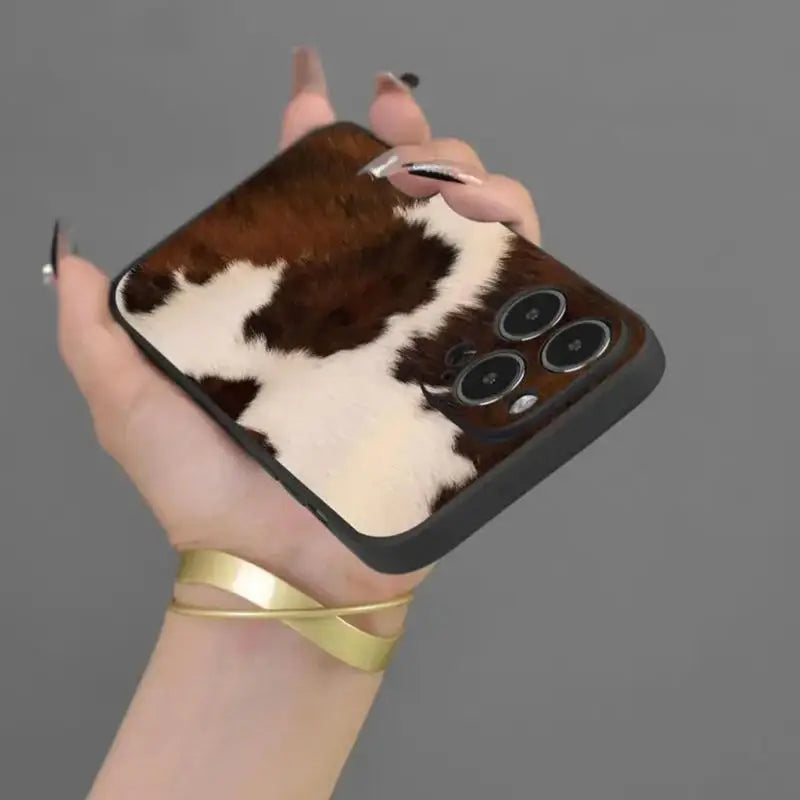 Creative Cow Print Phone Case, Phone Accessories Compatible for IPhone 16 Pro Max 15 Pro 14Plus 13 12 11 XR X/XS