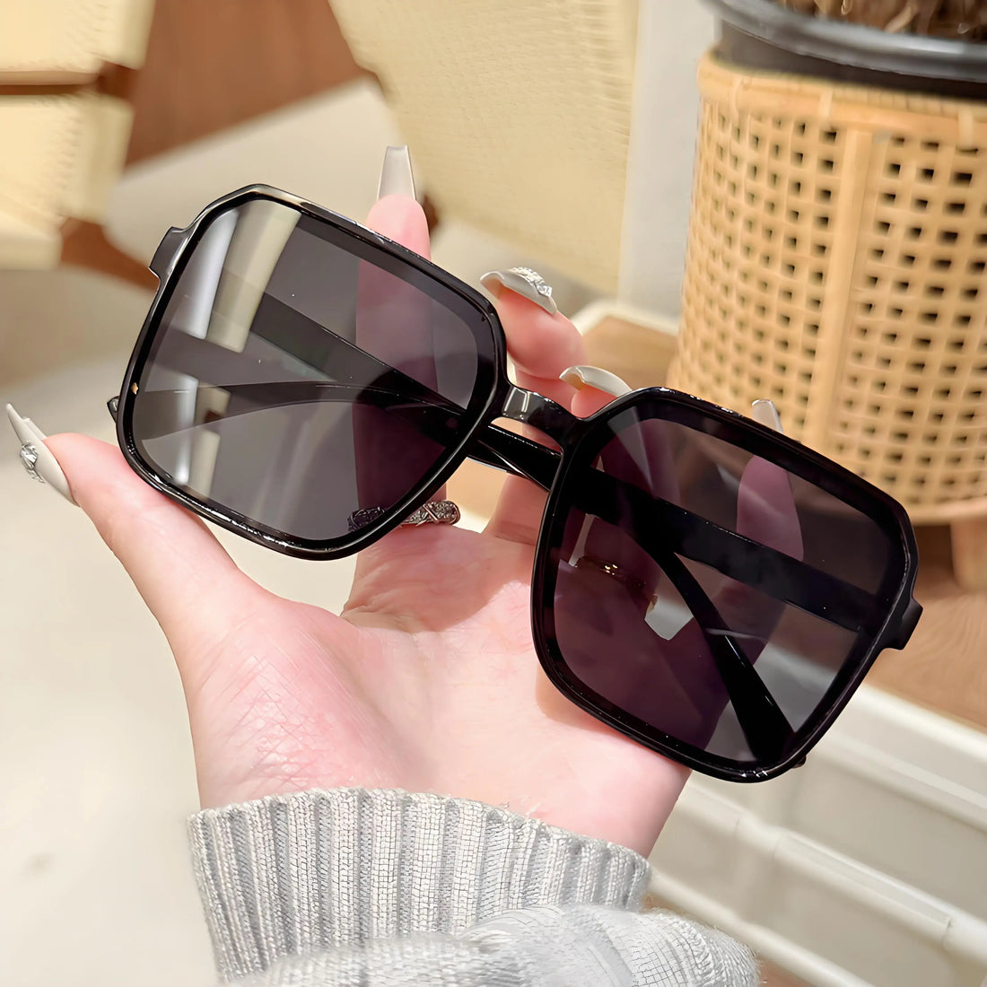 Retro Square Acetate Sunglasses - Unisex Oversized UV Protection ✔Non-Slip Nose Pads (Driving/Fishing/Travel)