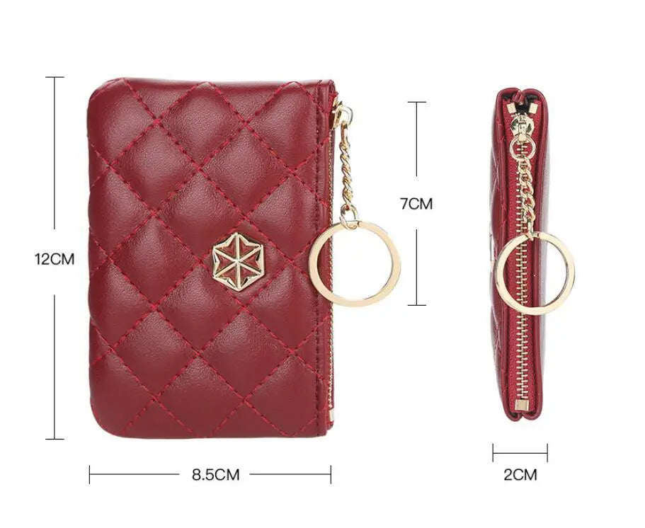 Women's Small Coin Purse PU Leather Wallet Fashion Mini Card Cash Holder Storage Bag with Keychain Ladies Zipper Wallet Gifts